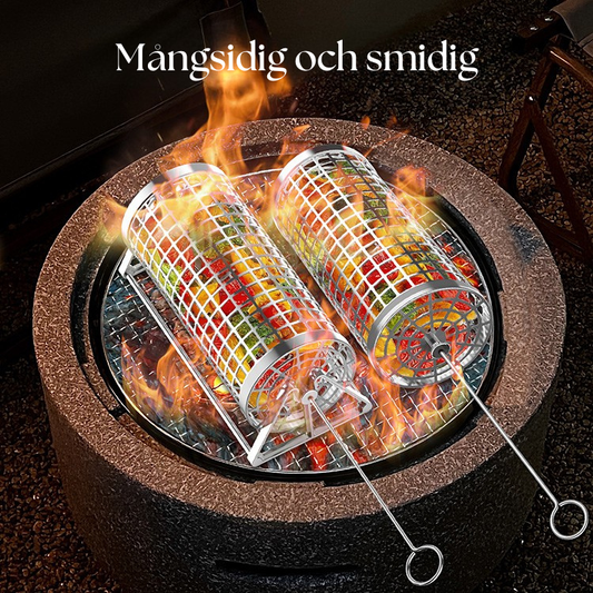 Grill och rökkorg med vagga
